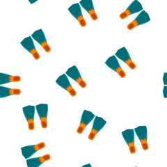 pattern aquatics flippers cartoon. line logo, adventure character, water kit aquatics flippers sign. seamless symbol vector illustration © PikePicture
