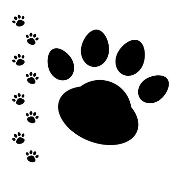 Animal paws prints set. Footprint of an animal. Cute animal paw. Cat, dog, wild animal footprint. Can be used for print, design, decor, greeting cards, fabric pattern. Vector illustration EPS8