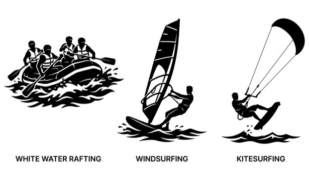 Water Sports Silhouette Icon Collection