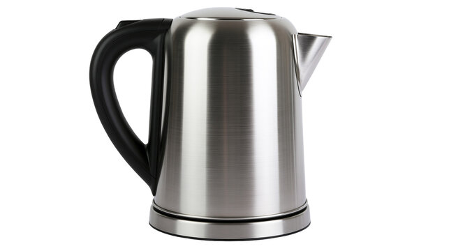 Brushed stainless steel electric kettle with black handle