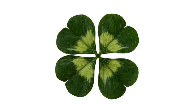 Four-leaf clover with green and yellow markings