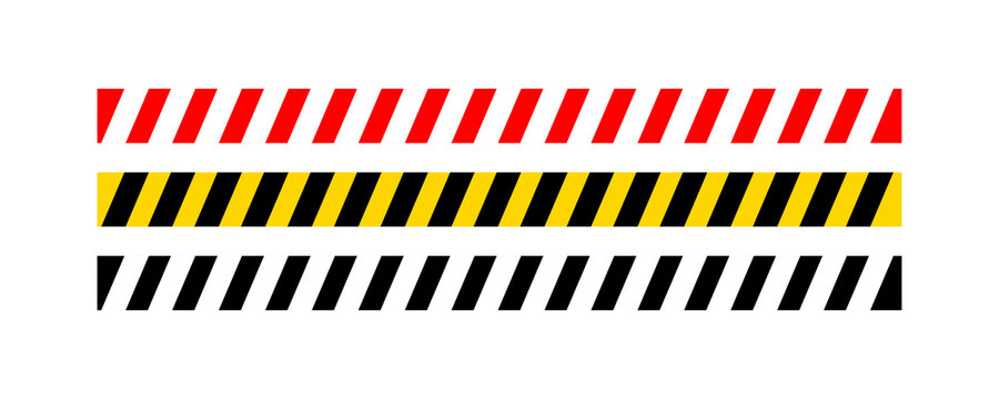 Yellow red & black diagonal warning stripe tape pattern safety caution border design element