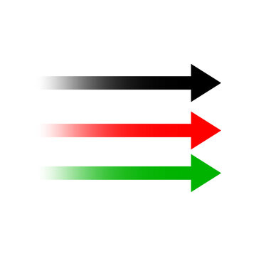 Black Red & Green gradient right pointing arrow fading