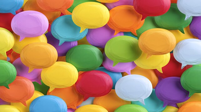 A colorful background of multicolored speech bubbles for communication and conversation
