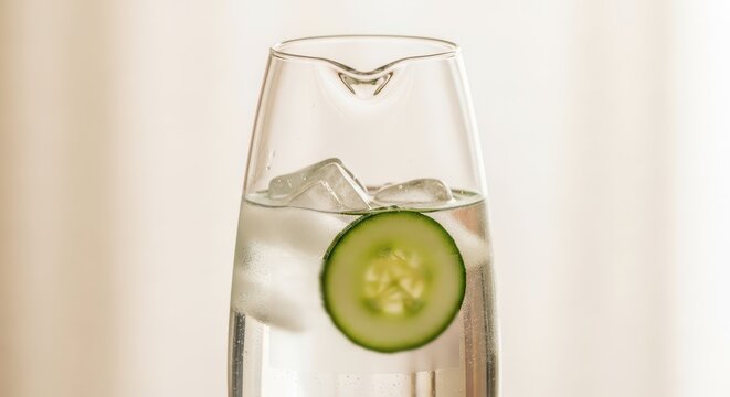 Refreshing glass of water with cucumber.