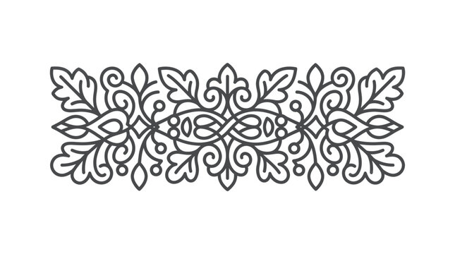Intricate floral line art design element.