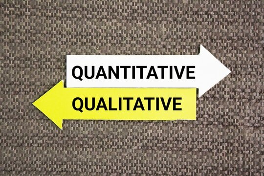 Arrow with the words quantitative and qualitative. two fundamental approaches to research and data analysis