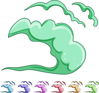 fodor smell fart cartoon. stench breath, gas dirty, stink unpleasant fodor smell fart sign colorful illustration