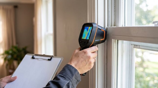 Thermal camera checking window insulation