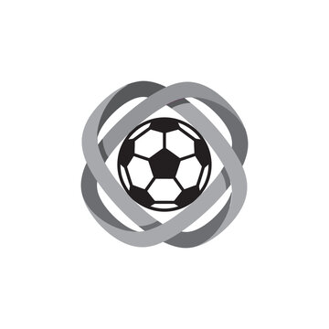 Soccer ball isolated on transparent background with gray swirling design
