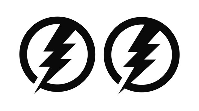 Lightning icon vector graphic design with black thunderbolt