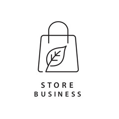 Fototapeta premium shopping bag with leaf minimalist logo design vector