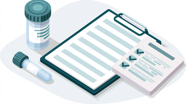 Cervical Cancer Screening Test Kit and Medical Form Isolated