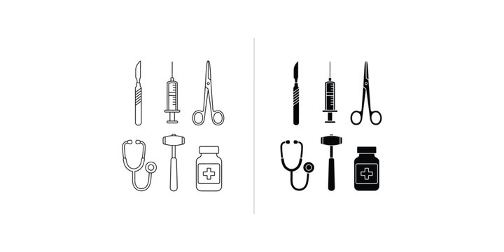 Medical tools and instruments illustration, healthcare icons