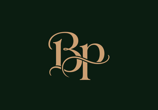 Logo with intertwined initials "L" and "P" in elegant script on dark background