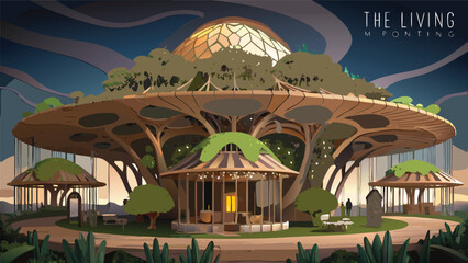 Obraz premium Eco friendly sustainable architecture futuristic building with integrated tree structures architecture sustainability futuristic building innovation environment structure planning biophilic