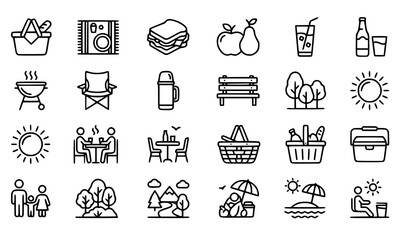Fototapeta premium Outdoor picnic and bbq icons