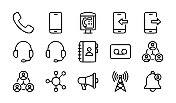 Communication technology line icons set vector illustration