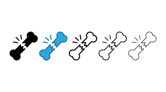 Broken bones arranged horizontally, gradient progression from solid to faint outline, stylized representation of fracture, injury, healing, medical symbolism.