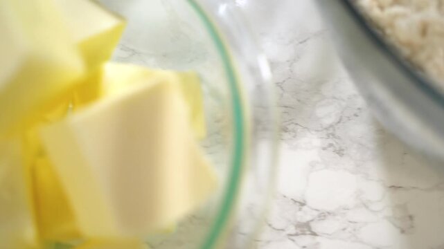 Flour and butter placed for mixing
