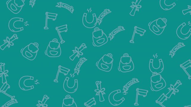 Teal pattern backdrop  backpacks, diplomas, flags, magnets. Ideal for designing schoolrelated materials like posters, flyers, and presentations.