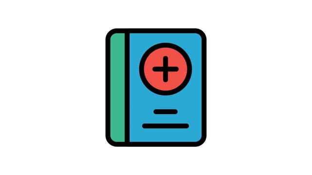 Medical Reference Book Icon Animation on White Background &mdash; Health Education Concept