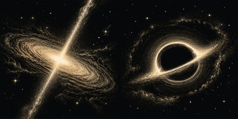 Black Hole and Quasar Illustration in Deep Space © mahabubmorshed