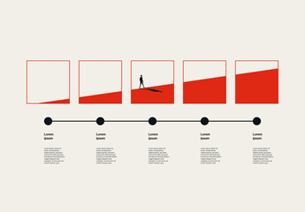 Business Strategy and Growth Steps Infographic Template with Illustration