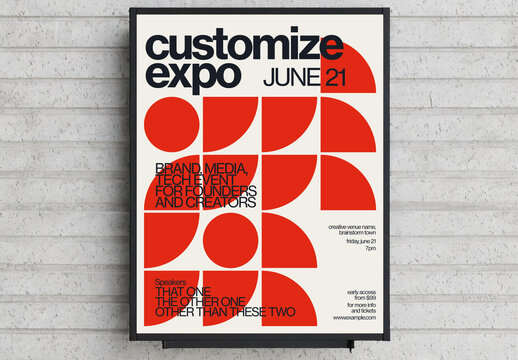Brand Media Exhibition Event Swiss Design Poster with Red Circles