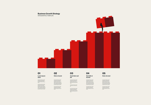 Building Growth Strategy Business Infographic Template with Blocks Illustration