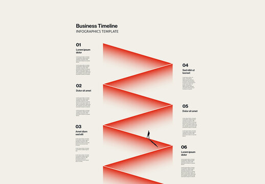 Business Timeline Infographic Template with Zig Zag Minimal Illustration