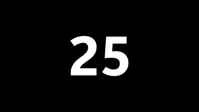 Countdown timer from 30 to 0 seconds real time on black background. Countdown timer thirty seconds animation from 30 to 0 seconds on transparent ...