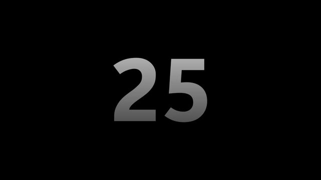 Countdown timer from 30 to 0 seconds real time on black background. Countdown timer thirty seconds animation from 30 to 0 seconds on transparent ...
