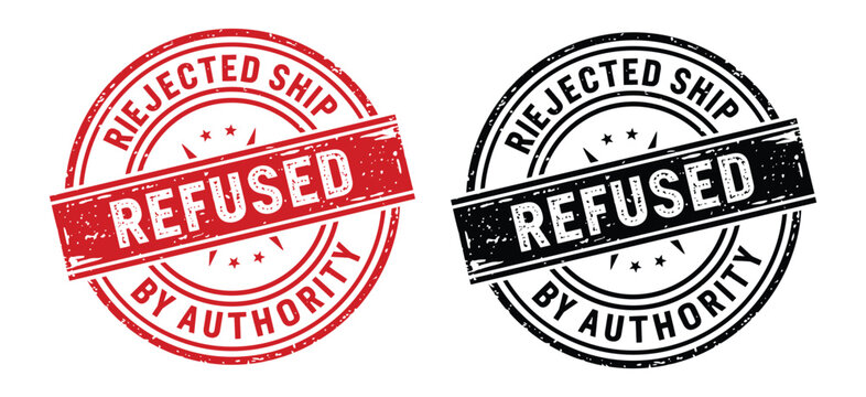 Stamp rubber symbol refused rejected by authority message sign