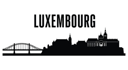 Obraz premium Luxembourg cityscape with bridge and buildings in silhouette