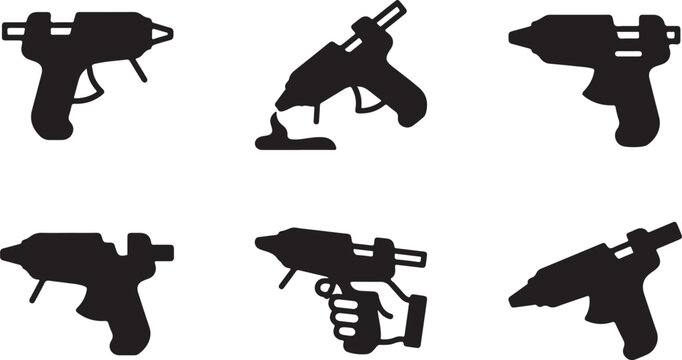 Black futuristic blaster guns in various poses Vector