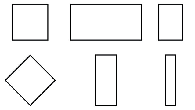 Collection of various geometric shapes outlines including rectangles and diamonds design.