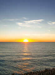 Fototapeta premium View of the Mediterranean Sea at sunset near Civitavecchia. 