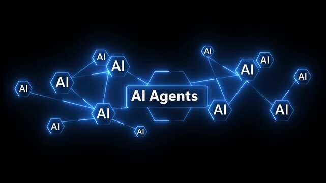 Multi agent AI systems, Businessman holding AI agent, AI driven solutions streamline workflows, Decision, Automate daily Tasks agent AI solutions improve efficiency, black background.
