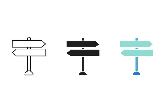 Directional Signpost and Wayfinder Street Board Icons