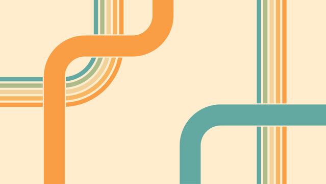 Abstract background of rainbow groovy Wavy Line design in 1970s Hippie Retro style. Vector pattern ready to use for cloth, textile, wrap and other.