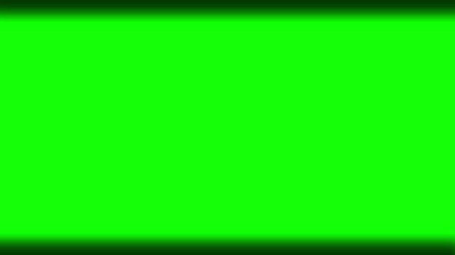Green screen background features a simple black border at the top and bottom for video production.