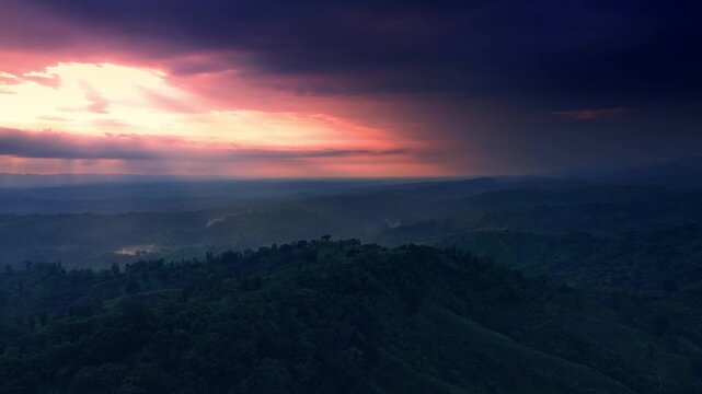 Aerial Nature Landscape of Bandarban During Golden Hour