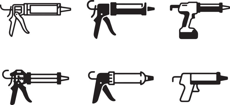 Six types of spray paint guns for illustration use Vector