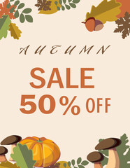 Fototapeta premium Autumn Sale 50% Promotional Banner