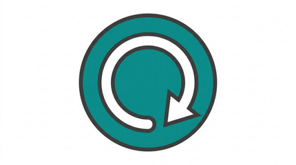 Obraz premium Refresh, reload, restart icon, circular arrow symbol, teal and white vector graphic