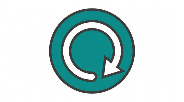Refresh, reload, restart icon, circular arrow symbol, teal and white vector graphic