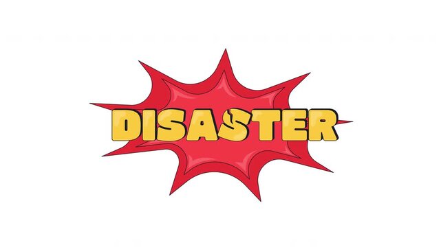 Disaster internet reaction 2D animation. Complete catastrophe. Massive failure. Ruined run. Epic fail. Cracked lettering comic explosion. Gen z slang word animated overlay. Cartoon motion graphic