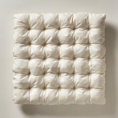 Fototapeta premium A close-up, overhead view of a tufted white mattress with a soft, plush texture.