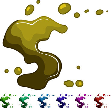 spatter blood stain cartoon. hemoglobin dna, evidence investigation, scene transfer spatter blood stain sign colorful illustration
